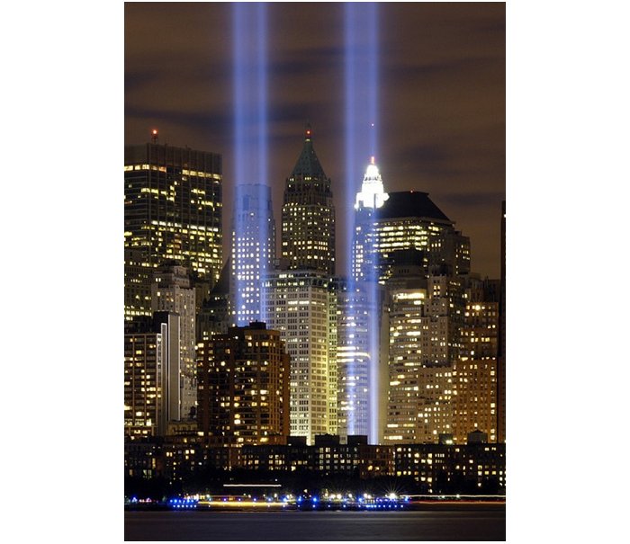 New York City Tribute In Lights Sky Clouds Night 